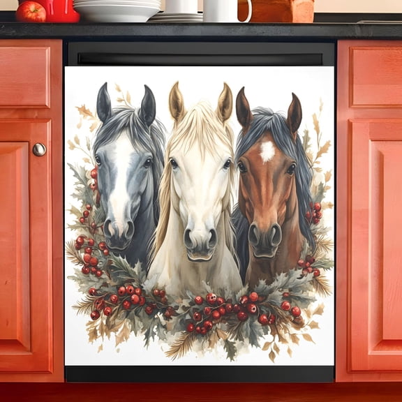 Ryvnso Horses Dishwasher Magnetic Refrigerator Magnet Cover Kitchen Home Decorative 23"x26"