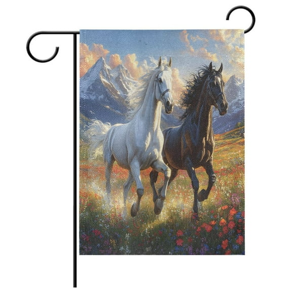 Ryvnso Horses on Field Garden Flag 12x18 Inch Double Sided Seasonal Yard Decoration