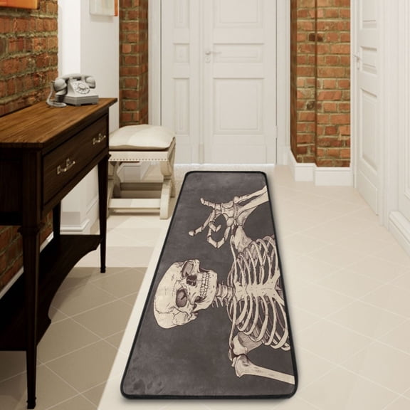 Ryvnso Human Skeleton Hallway Runner Rugs Floor Carpet Non Slip Entryway Mat 2' x 6'