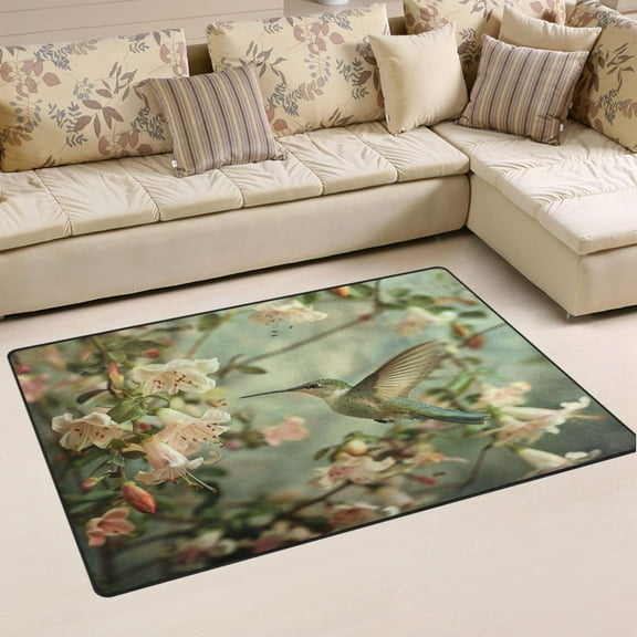 Ryvnso Hummingbird Floral Area Floor Mat Non-Slip Carpet Soft Rugs Doormats 31" x 20"