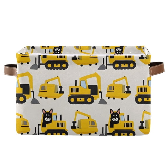 Ryvnso Husky Dog in Truck Storage Basket Large Bin Foldable Boxes Toys Organizer 14.2x10.2x8.3in 1 PC