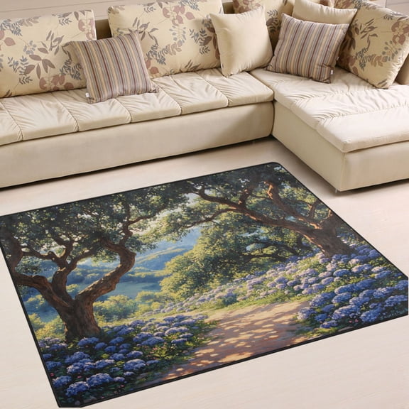 Ryvnso Hydrangea Flower View Area Rug Floor Mats Non-Slip Home Carpet 80 x 58 inch