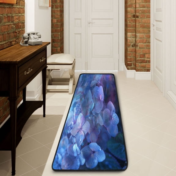 Ryvnso Hydrangeas with Water Drop Hallway Runner Rugs Floor Carpet Non Slip Entryway Mat 2' x 6'