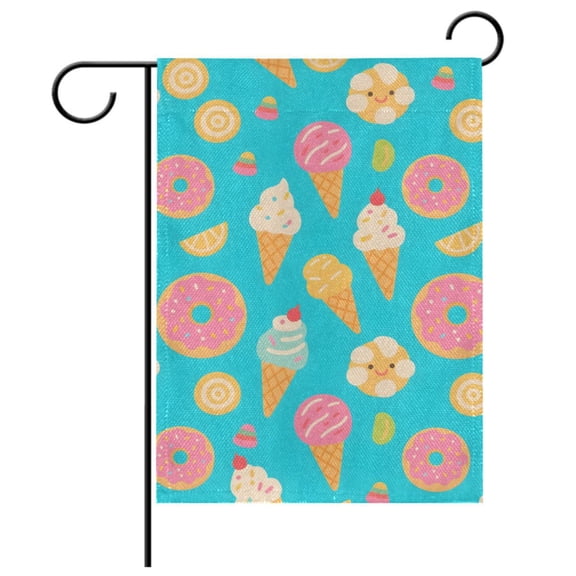 Ryvnso Ice Cream Donuts Garden Flag 12x18 Inch Double Sided Seasonal Yard Decoration