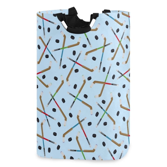 Ryvnso Ice Hockey Stick Pattern Large Storage Basket with Handles Collapsible Organizer Bin Laundry Hamper