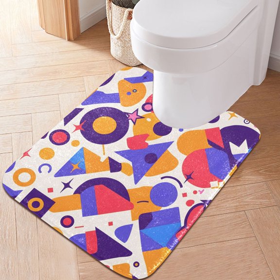 Ryvnso Irregular Geometric Shape Bathroom Shaggy Rugs Toilet U Shape Mat Soft Contour Rug 20"x24"