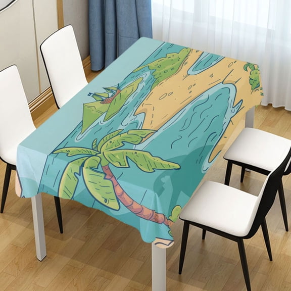 Ryvnso Island Map and Sea Rectangle Table Cloth Tablecover Dinning Tablecloth 54"x54"