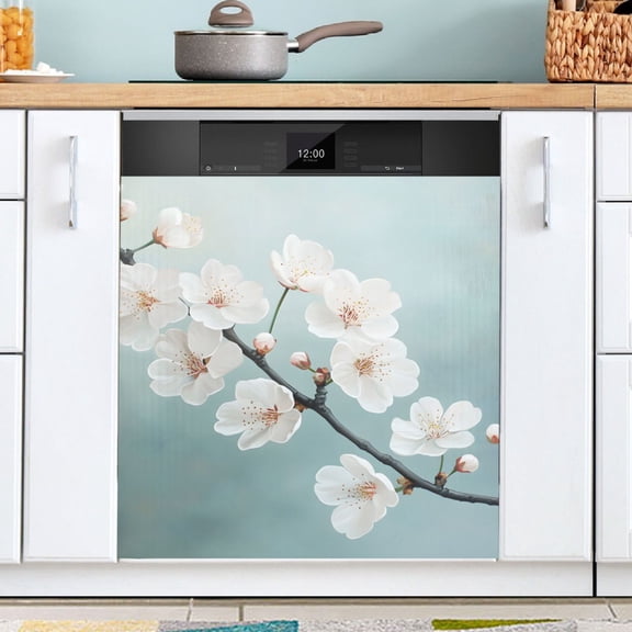 Ryvnso Jasmine Flower on Branch Dishwasher Magnetic Refrigerator Magnet Cover Kitchen Home Decorative 23"x26"