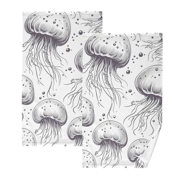 Ryvnso Jellyfish Cotton Hand Towels Sets Face Towel 2 PCs Bathroom Decorative
