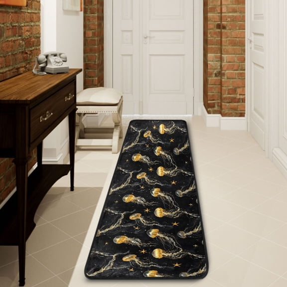 Ryvnso Jellyfish Pattern Hallway Runner Rugs Floor Carpet Non Slip Entryway Mat 2' x 6'