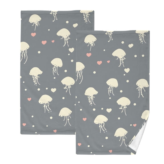 Ryvnso Jellyfishes Cotton Hand Towels Sets Face Towel 2 PCs Bathroom Decorative