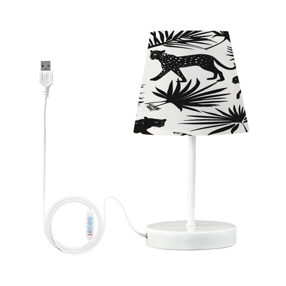 Ryvnso LED Bedside Table Lamp Abstract Leopards Leaves Bedroom Desk Lamps Nightstand Lampshade S