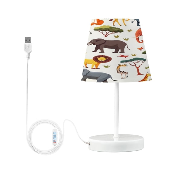 Ryvnso LED Bedside Table Lamp African Elephant Giraffe Bedroom Desk Lamps Nightstand Lampshade S