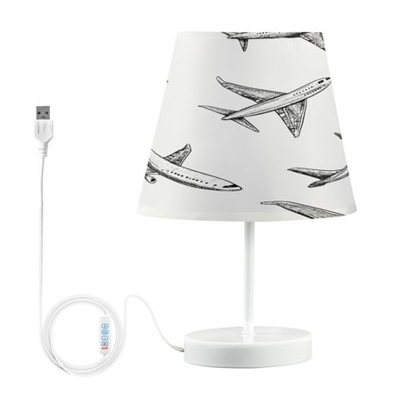 Ryvnso LED Bedside Table Lamp Airplane Retro Bedroom Desk Lamps Nightstand Lampshade M