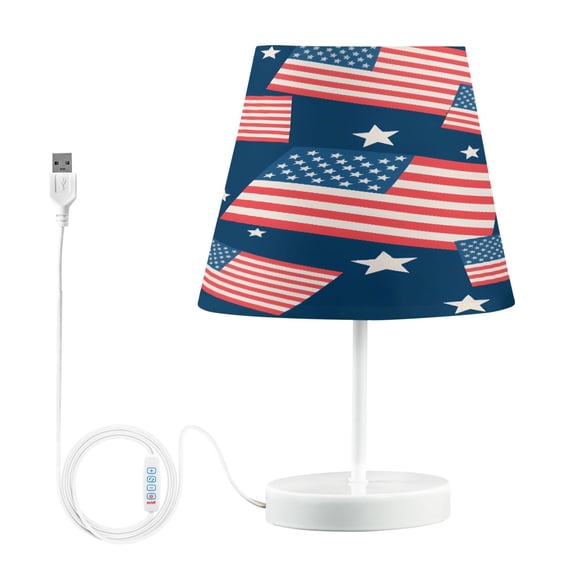 Ryvnso LED Bedside Table Lamp American Flag Stars-s1 Bedroom Desk Lamps Nightstand Lampshade M