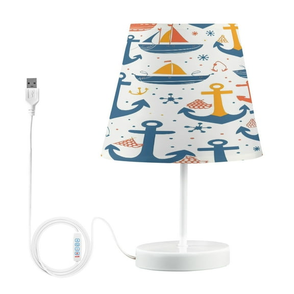 Ryvnso LED Bedside Table Lamp Anchors and Boats Bedroom Desk Lamps Nightstand Lampshade M