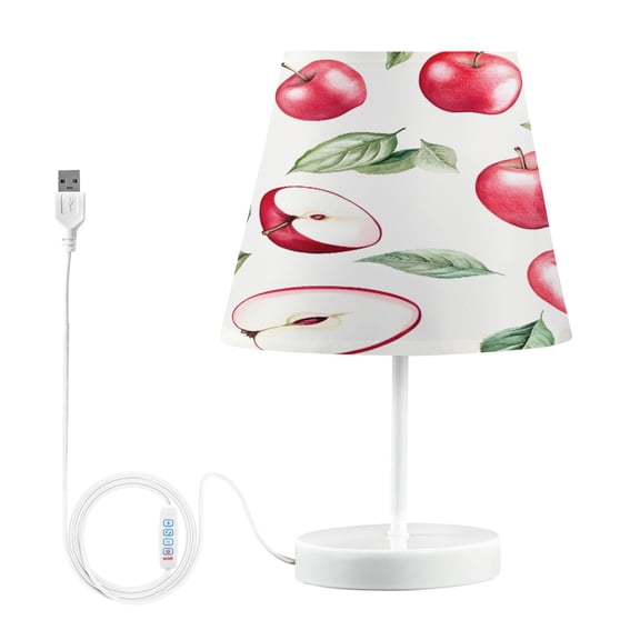 Ryvnso LED Bedside Table Lamp Apples Pattern Bedroom Desk Lamps Nightstand Lampshade M