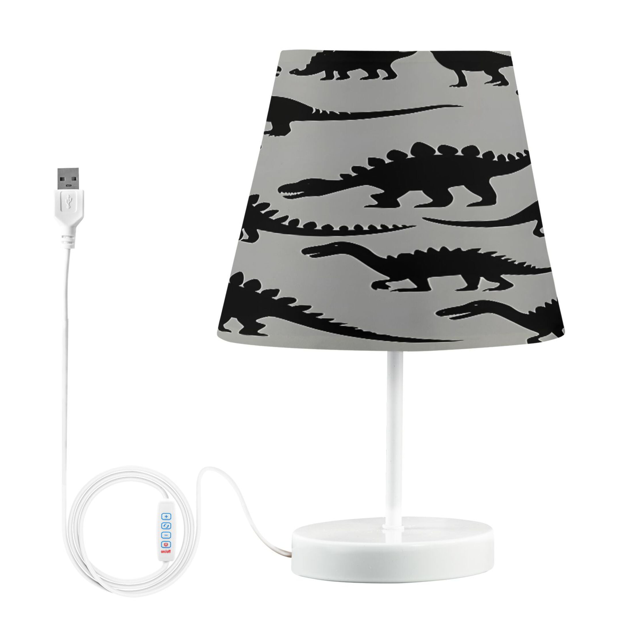 Ryvnso LED Bedside Table Lamp Art Dinosaur Silhouettes Bedroom Desk Lamps Nightstand Lampshade M