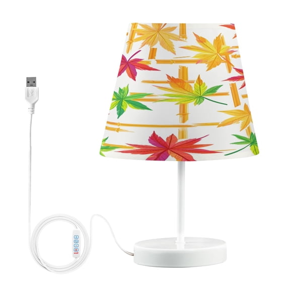Ryvnso LED Bedside Table Lamp Autumn Fall Maple Leaves Bedroom Desk Lamps Nightstand Lampshade M