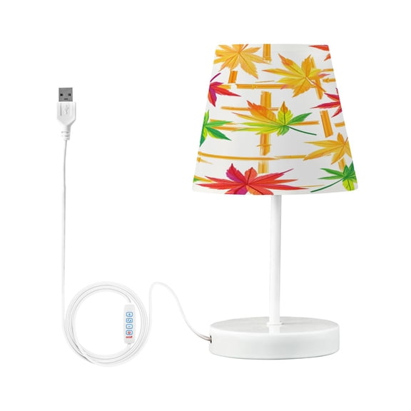 Ryvnso LED Bedside Table Lamp Autumn Fall Maple Leaves Bedroom Desk Lamps Nightstand Lampshade S