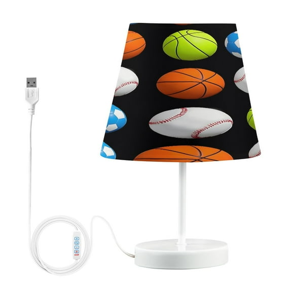 Ryvnso LED Bedside Table Lamp Baseball Football Basketball Bedroom Desk Lamps Nightstand Lampshade M