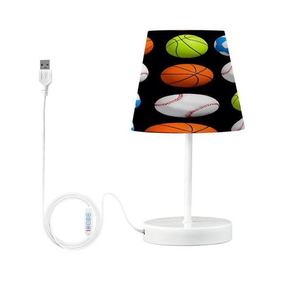 Ryvnso LED Bedside Table Lamp Baseball Football Basketball Bedroom Desk Lamps Nightstand Lampshade S