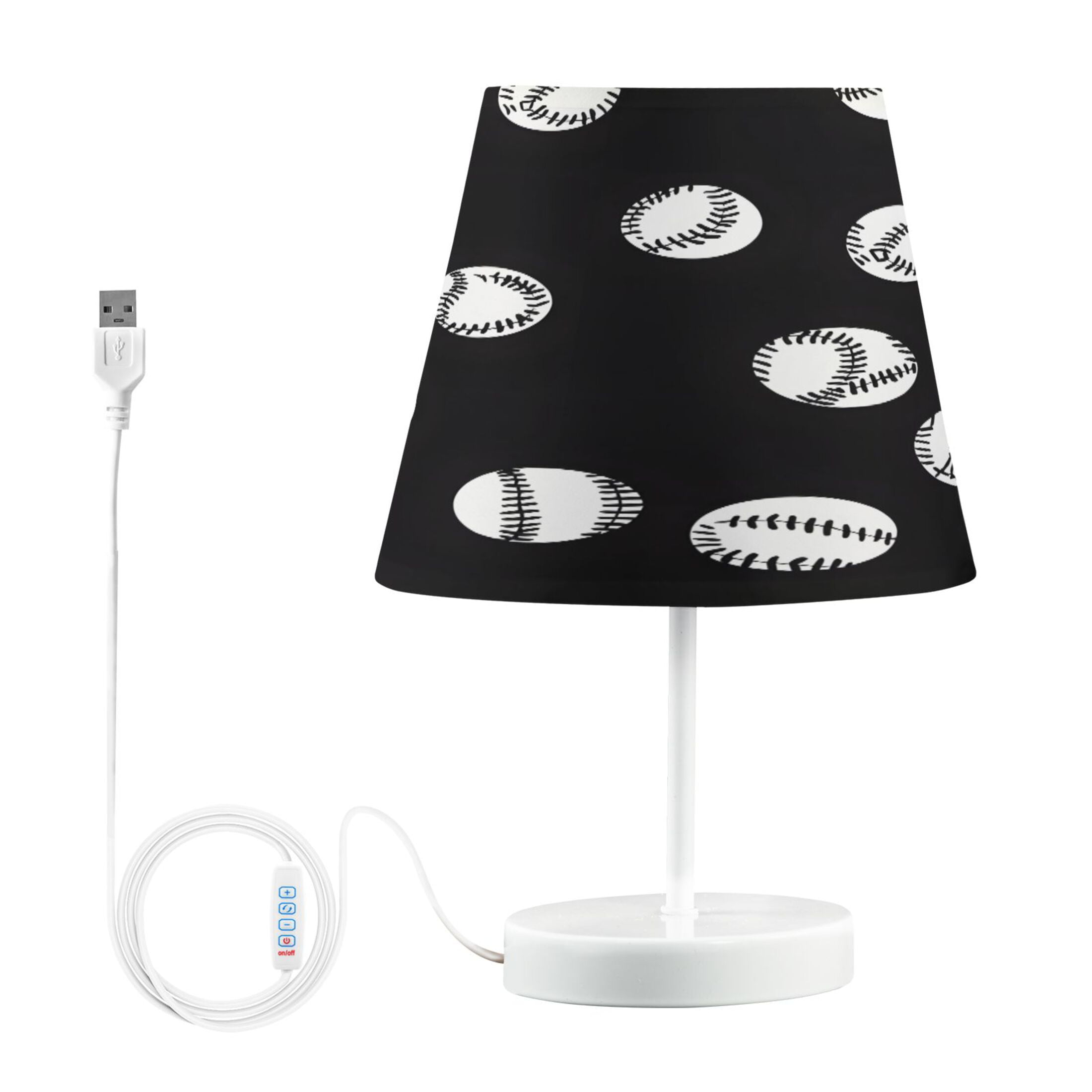 Ryvnso LED Bedside Table Lamp Baseball Pattern Bedroom Desk Lamps Nightstand Lampshade M