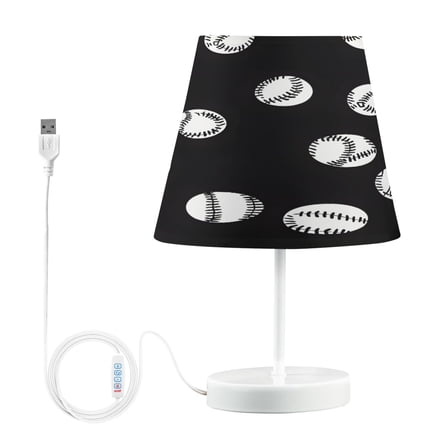 Ryvnso LED Bedside Table Lamp Baseball Pattern Bedroom Desk Lamps Nightstand Lampshade M