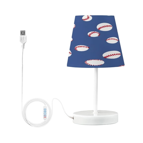 Ryvnso LED Bedside Table Lamp Baseball Pattern Bedroom Desk Lamps Nightstand Lampshade S