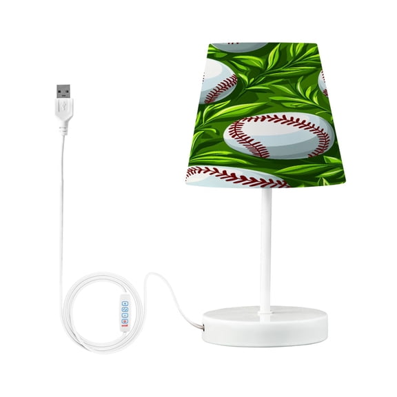 Ryvnso LED Bedside Table Lamp Baseball on Grass Bedroom Desk Lamps Nightstand Lampshade S