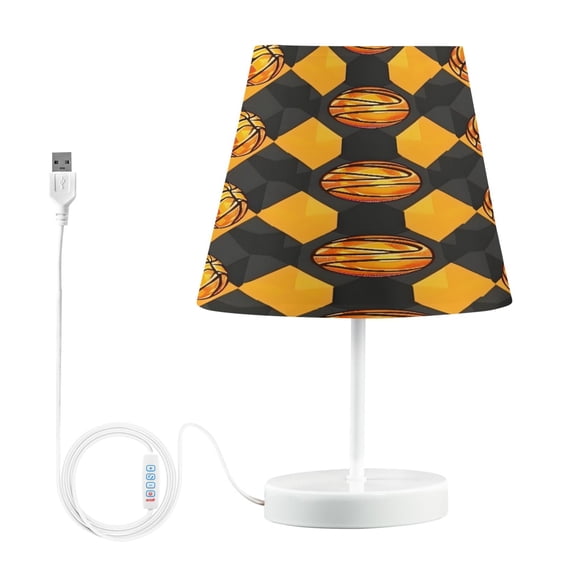 Ryvnso LED Bedside Table Lamp Basketball Checkered Bedroom Desk Lamps Nightstand Lampshade M