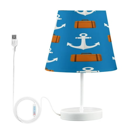 Ryvnso LED Bedside Table Lamp Blue Anchors Bedroom Desk Lamps Nightstand Lampshade M