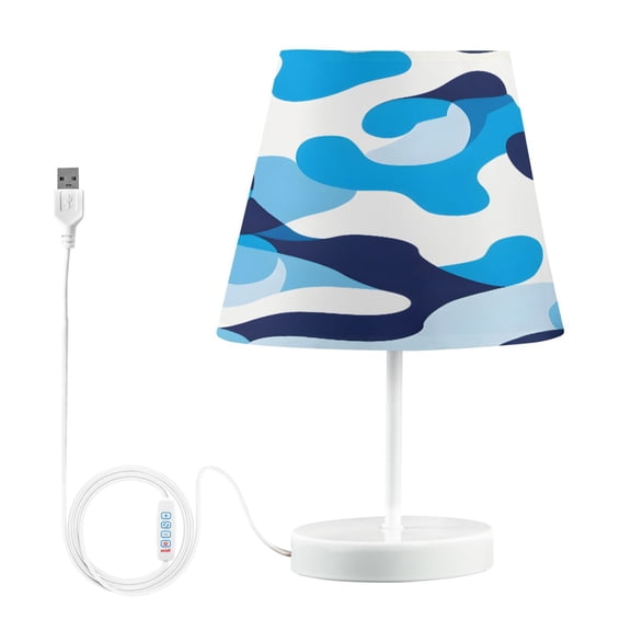 Ryvnso LED Bedside Table Lamp Blue Camouflage Bedroom Desk Lamps Nightstand Lampshade M