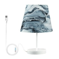 Ryvnso LED Bedside Table Lamp Blue Marble Bedroom Desk Lamps Nightstand Lampshade M