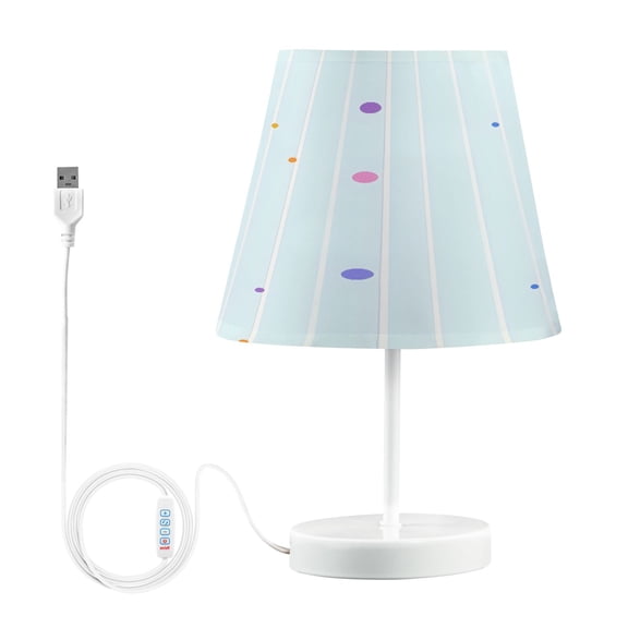 Ryvnso LED Bedside Table Lamp Blue Stripes Polka Dots Bedroom Desk Lamps Nightstand Lampshade M