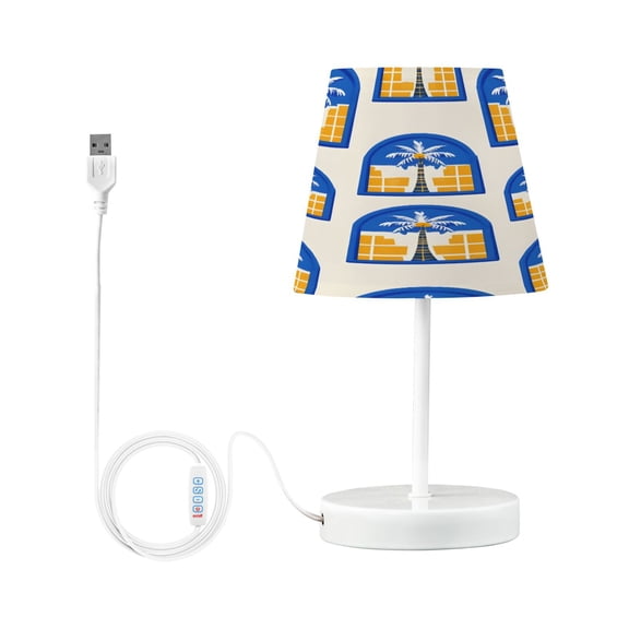 Ryvnso LED Bedside Table Lamp Blue Summerpalm Tree Bedroom Desk Lamps Nightstand Lampshade S