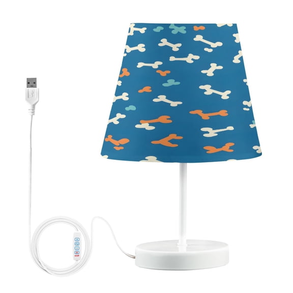 Ryvnso LED Bedside Table Lamp Bones Pattern Bedroom Desk Lamps Nightstand Lampshade M
