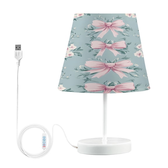 Ryvnso LED Bedside Table Lamp Bows Floral Bedroom Desk Lamps Nightstand Lampshade M