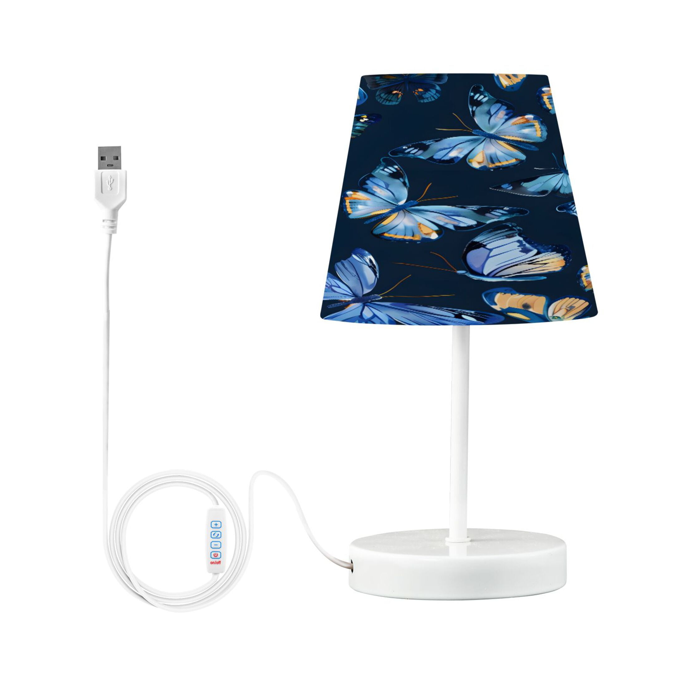 Wood Base Purple Butterfly Table Lamp Bedside Night Light and Room Decoration 1pc