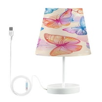 Ryvnso LED Bedside Table Lamp Butterfly Flying on Beige Bedroom Desk Lamps Nightstand Lampshade M