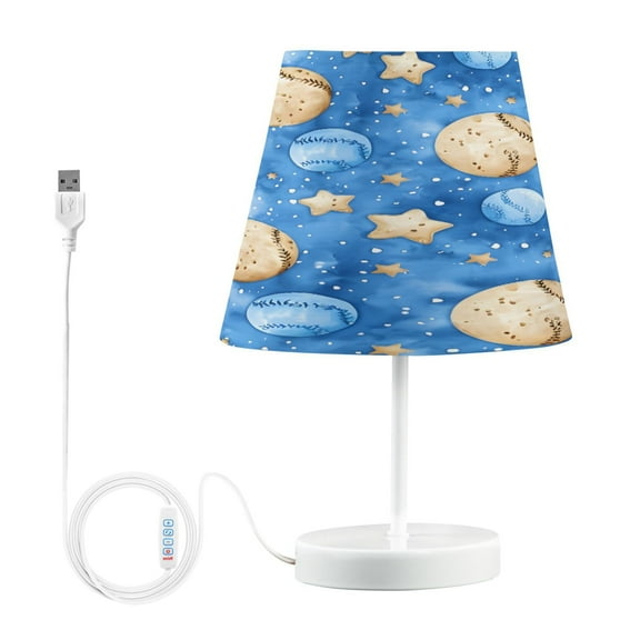 Ryvnso LED Bedside Table Lamp Cartoon Baseball Stars Bedroom Desk Lamps Nightstand Lampshade M