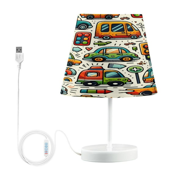 Ryvnso LED Bedside Table Lamp Cartoon Cars Bedroom Desk Lamps Nightstand Lampshade M