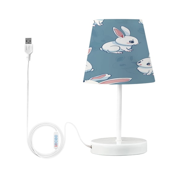 Ryvnso LED Bedside Table Lamp Cartoon Cute Rabbits Bedroom Desk Lamps Nightstand Lampshade S