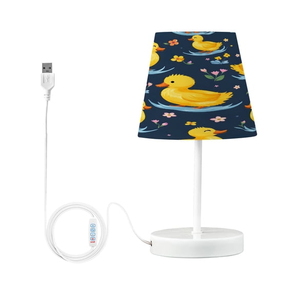 Ryvnso LED Bedside Table Lamp Cartoon Duck Flowers Bedroom Desk Lamps Nightstand Lampshade S