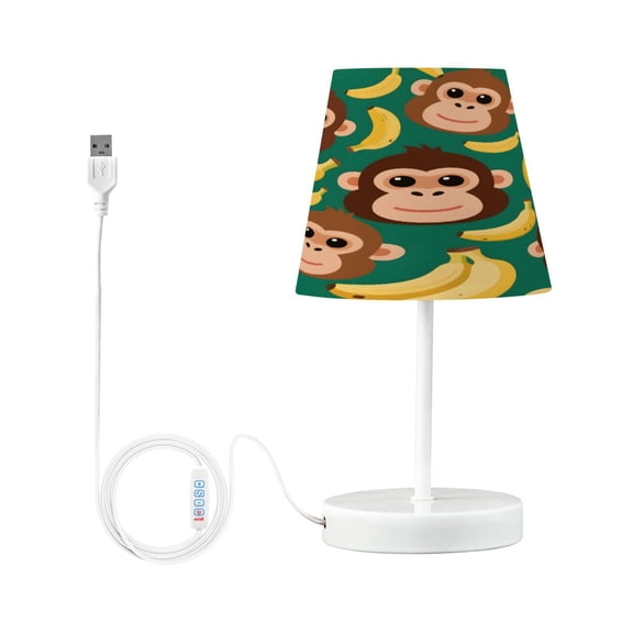 Ryvnso LED Bedside Table Lamp Cartoon Monkey Bananas Bedroom Desk Lamps Nightstand Lampshade S