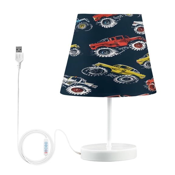 Ryvnso LED Bedside Table Lamp Cartoon Monster Trucks Comic Bedroom Desk Lamps Nightstand Lampshade M