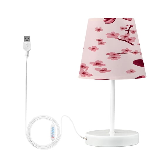 Ryvnso LED Bedside Table Lamp Cherry Flower Bows Bedroom Desk Lamps Nightstand Lampshade S