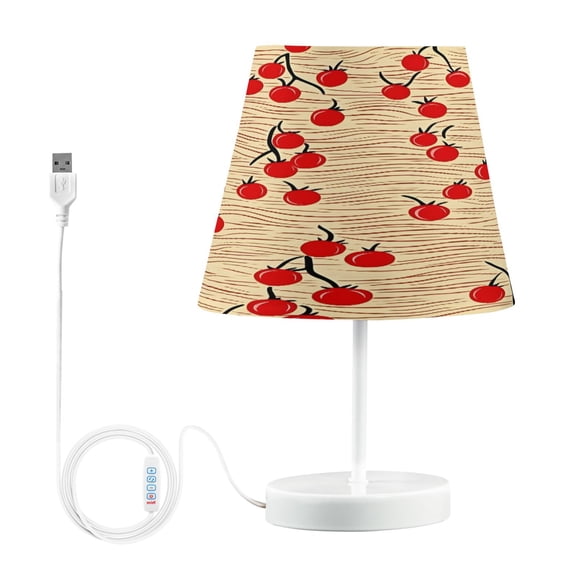 Ryvnso LED Bedside Table Lamp Cherry Wave Pattern Bedroom Desk Lamps Nightstand Lampshade M