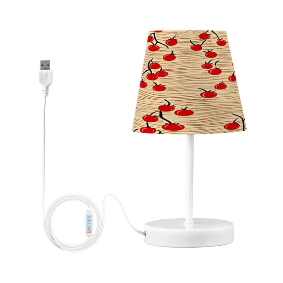 Ryvnso LED Bedside Table Lamp Cherry Wave Pattern Bedroom Desk Lamps Nightstand Lampshade S