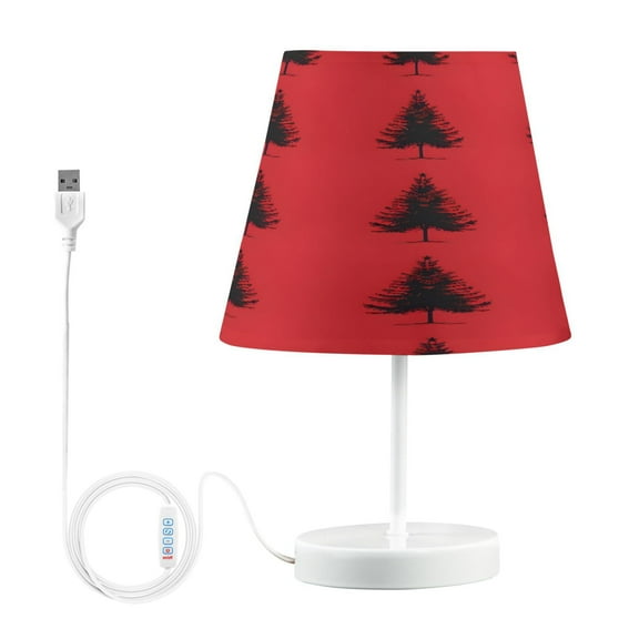 Ryvnso LED Bedside Table Lamp Christmas Tree on Red Bedroom Desk Lamps Nightstand Lampshade M